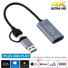 Carte de capture vidéo 4K HDMI vers USB 3.0 Type-c pour jeux Mac Windows Caméra PS5 Xbox One